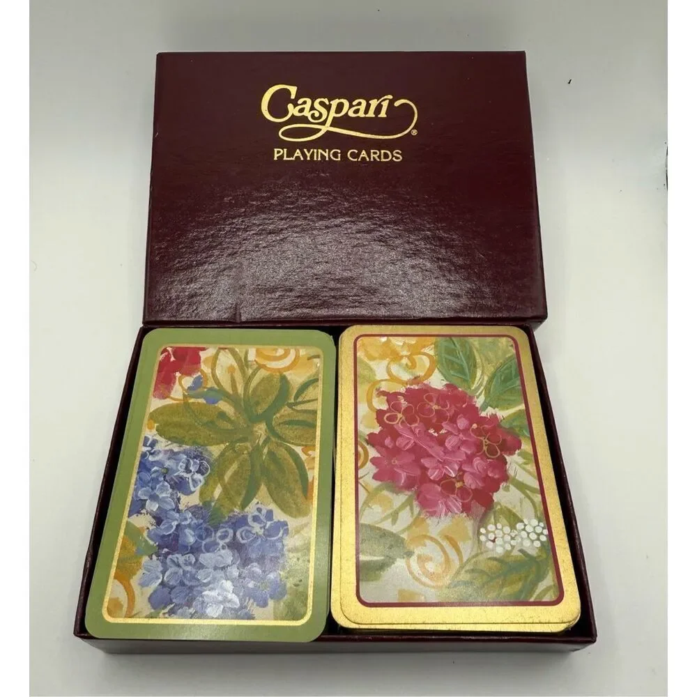 Caspari “Isabelles Garden” Floral Playing Card Decks in Box / Double Card Decks
